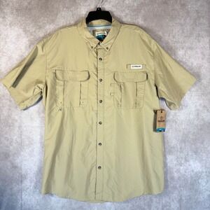 Magellan Fishing Shirt Men XL Khaki FishGear Short Sleeve Relaxed Fit Ventilated